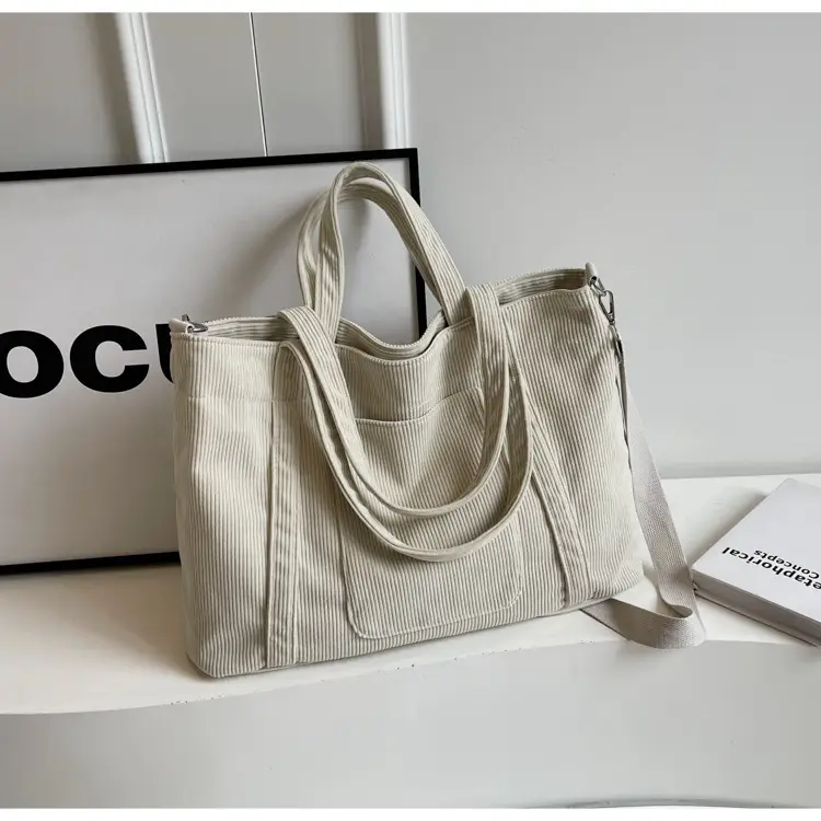 Black Corduroy Women's Large Shoulder Bag 2025 — feature 19
