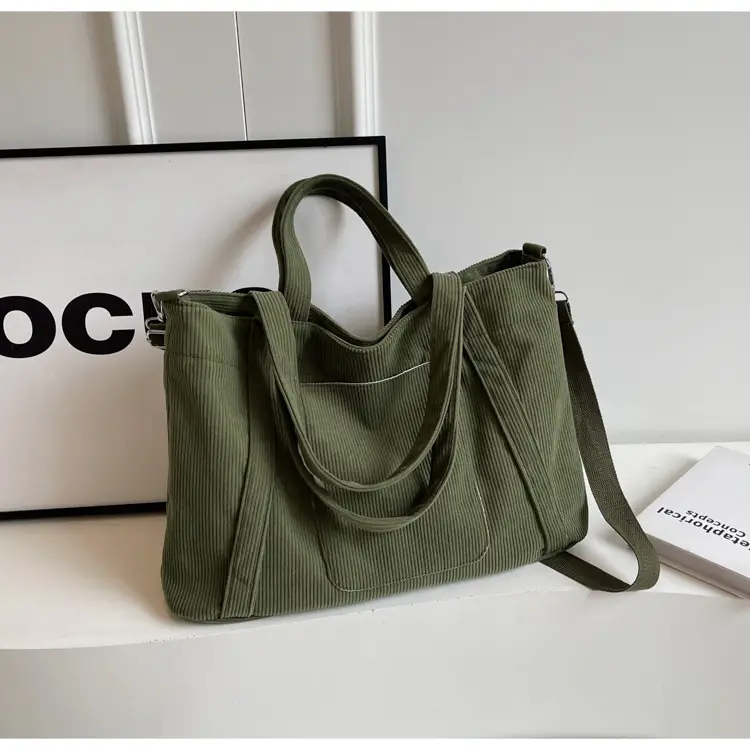 Black Corduroy Women's Large Shoulder Bag 2025 — feature 20