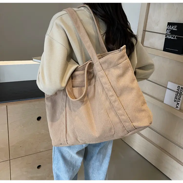 Black Corduroy Women's Large Shoulder Bag 2025 — feature 25