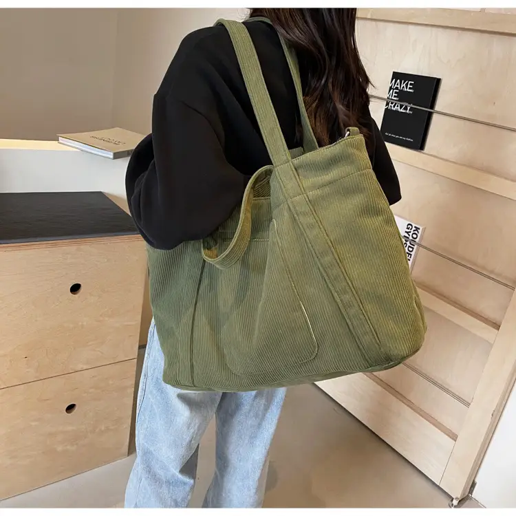 Black Corduroy Women's Large Shoulder Bag 2025 — feature 27