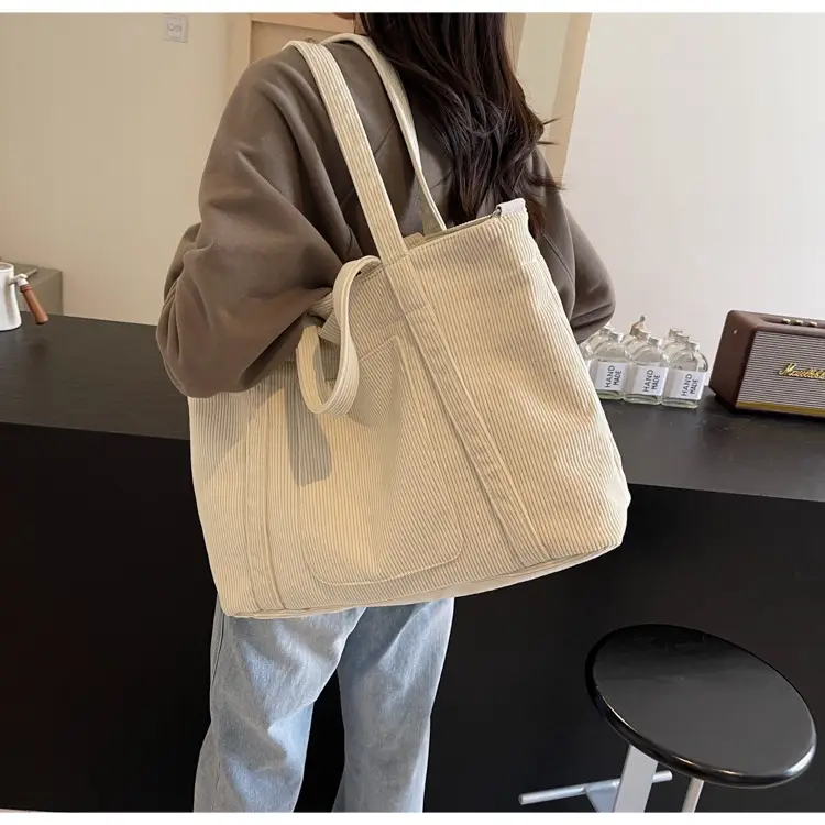Black Corduroy Women's Large Shoulder Bag 2025 — feature 31