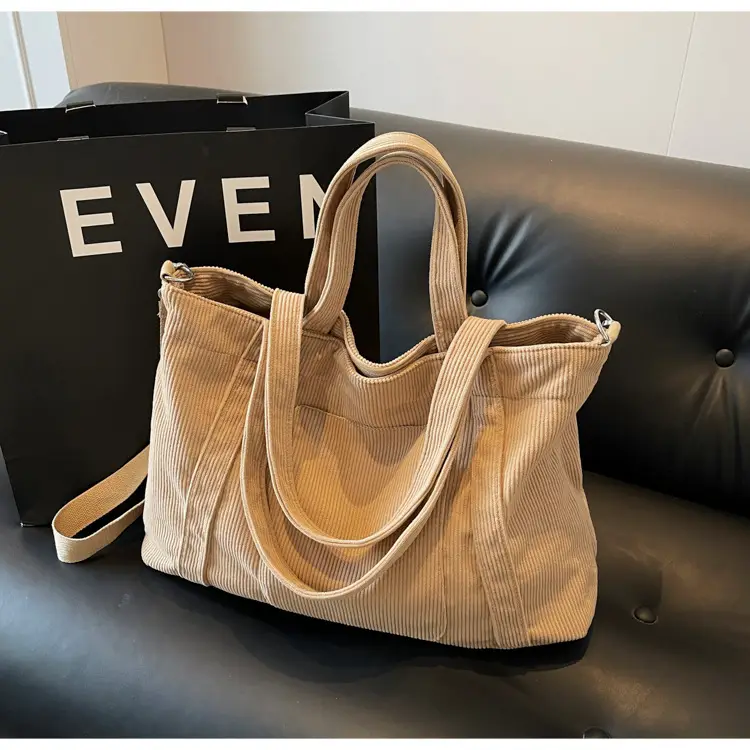 Black Corduroy Women's Large Shoulder Bag 2025 — feature 33