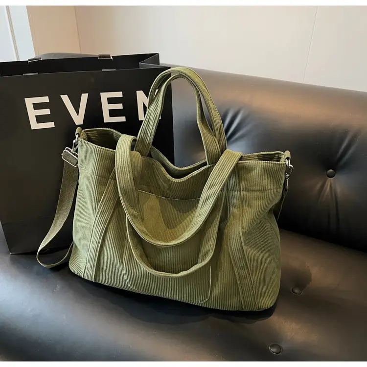 Black Corduroy Women's Large Shoulder Bag 2025 — feature 34