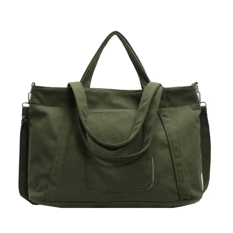 Black Corduroy Women's Large Shoulder Bag 2025 - Image 3