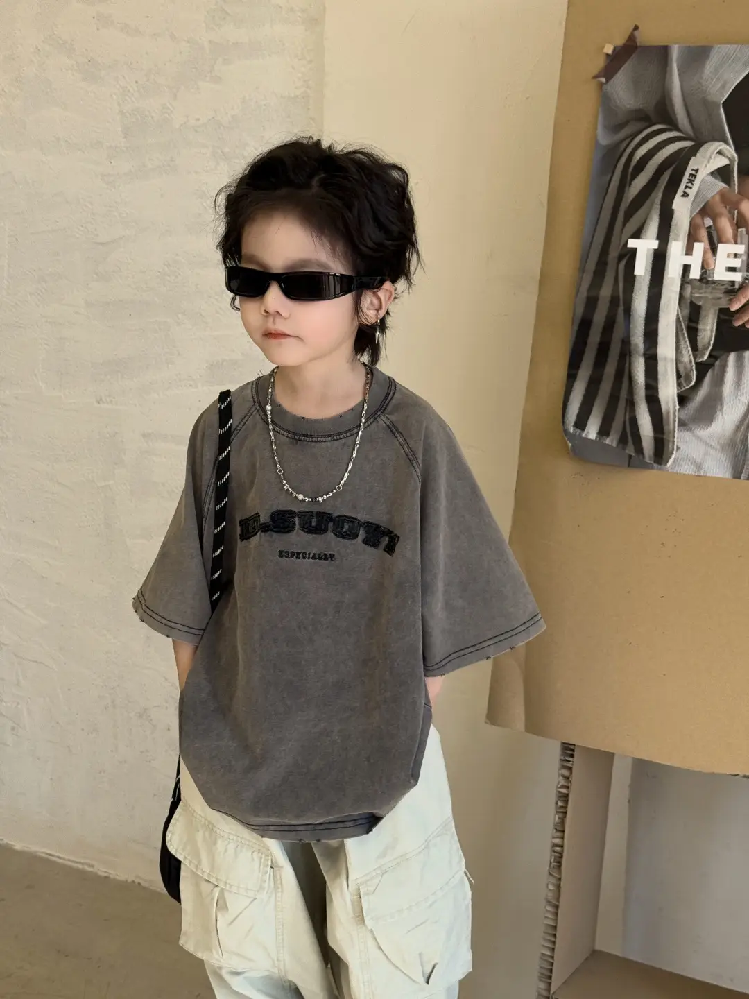 Children's T-Shirt Fried Color Short Sleeve Embroidered — feature 7