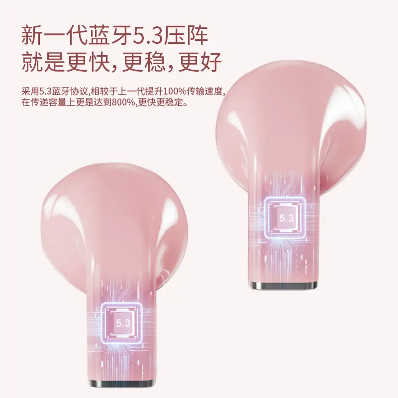 Bluetooth Earphones with Charging Case, Pink Heart Design - Image 7