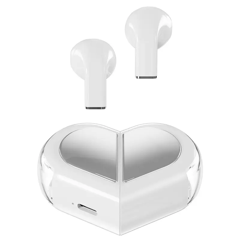 Bluetooth Earphones with Charging Case, Pink Heart Design - Image 3