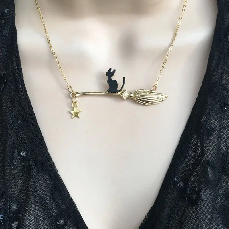 Black Cat Wing Necklace for Women Gold Chain - Image 2
