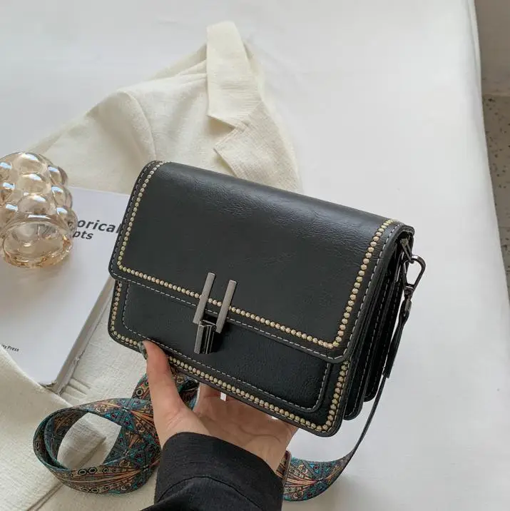 Retro Textured Brown Shoulder Bag with Wide Strap - Image 7