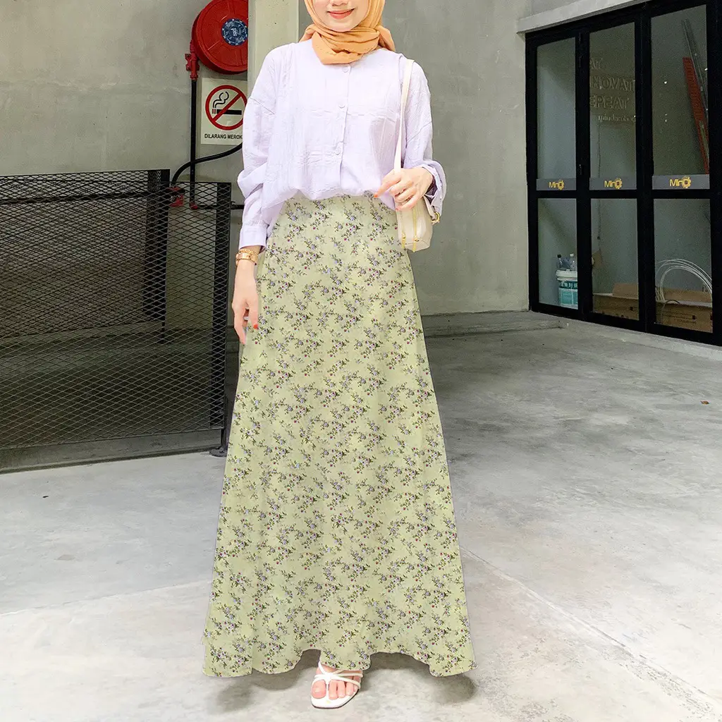 Women Floral High Waist Skirt Set White