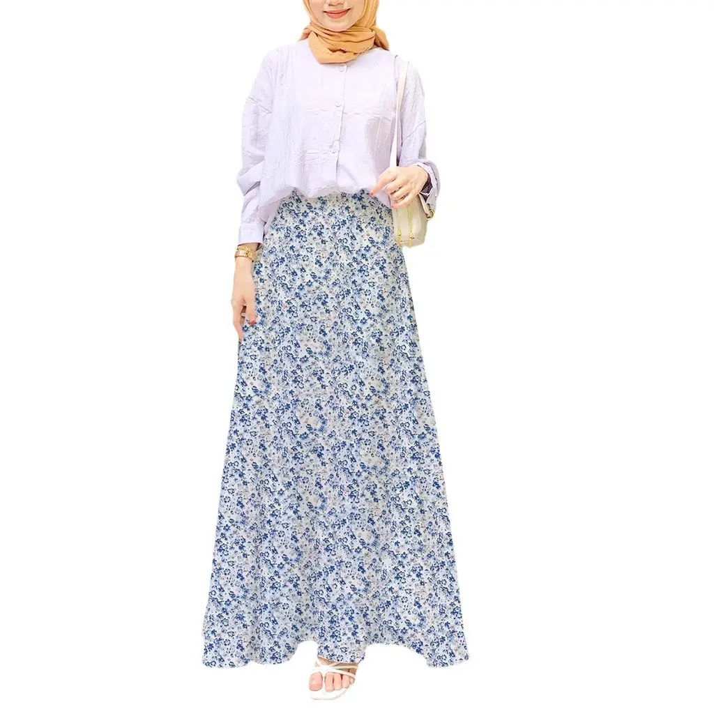 Women Floral High Waist Skirt Set White