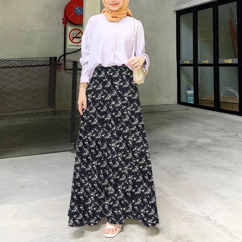 Women Floral High Waist Skirt Set White