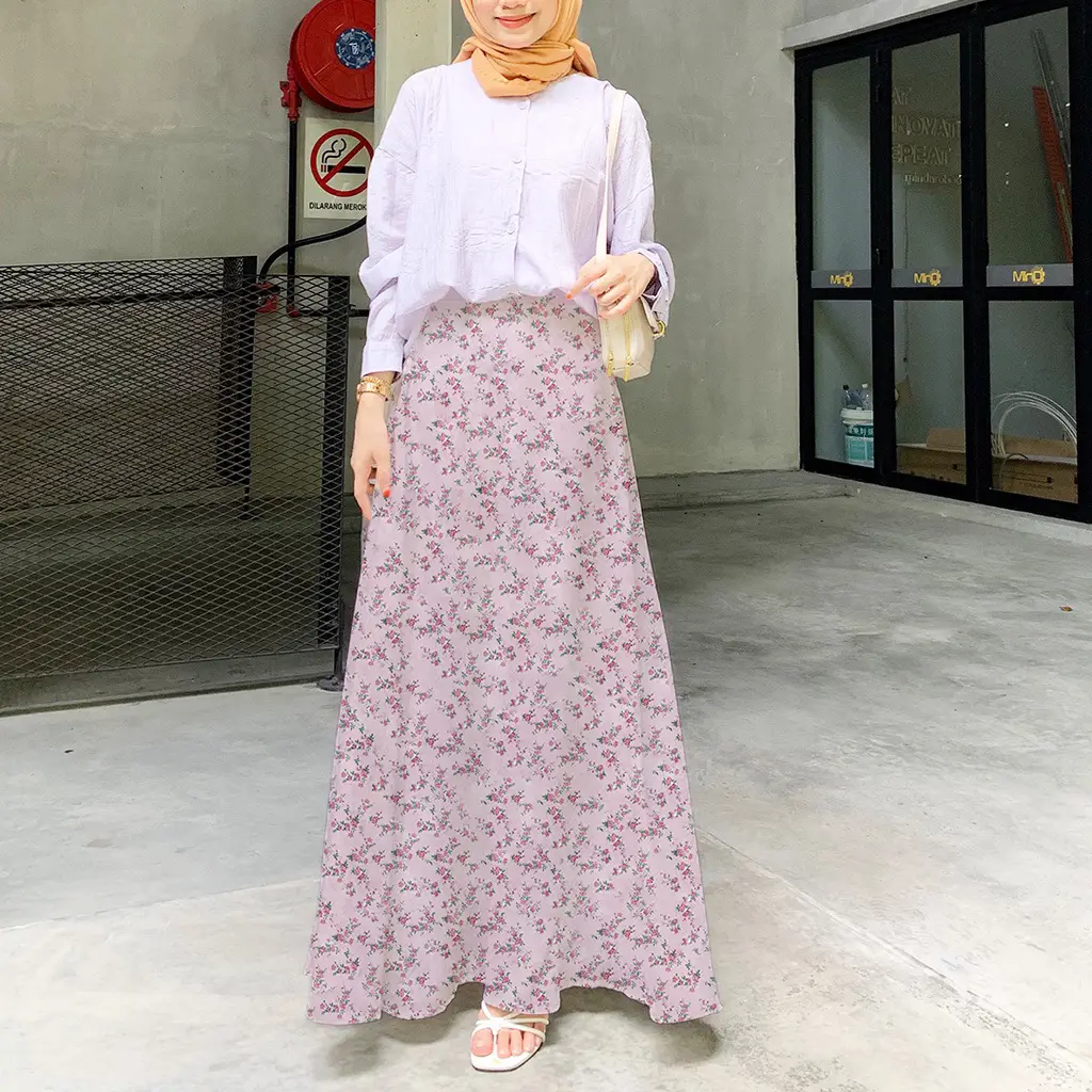 Women Floral High Waist Skirt Set White