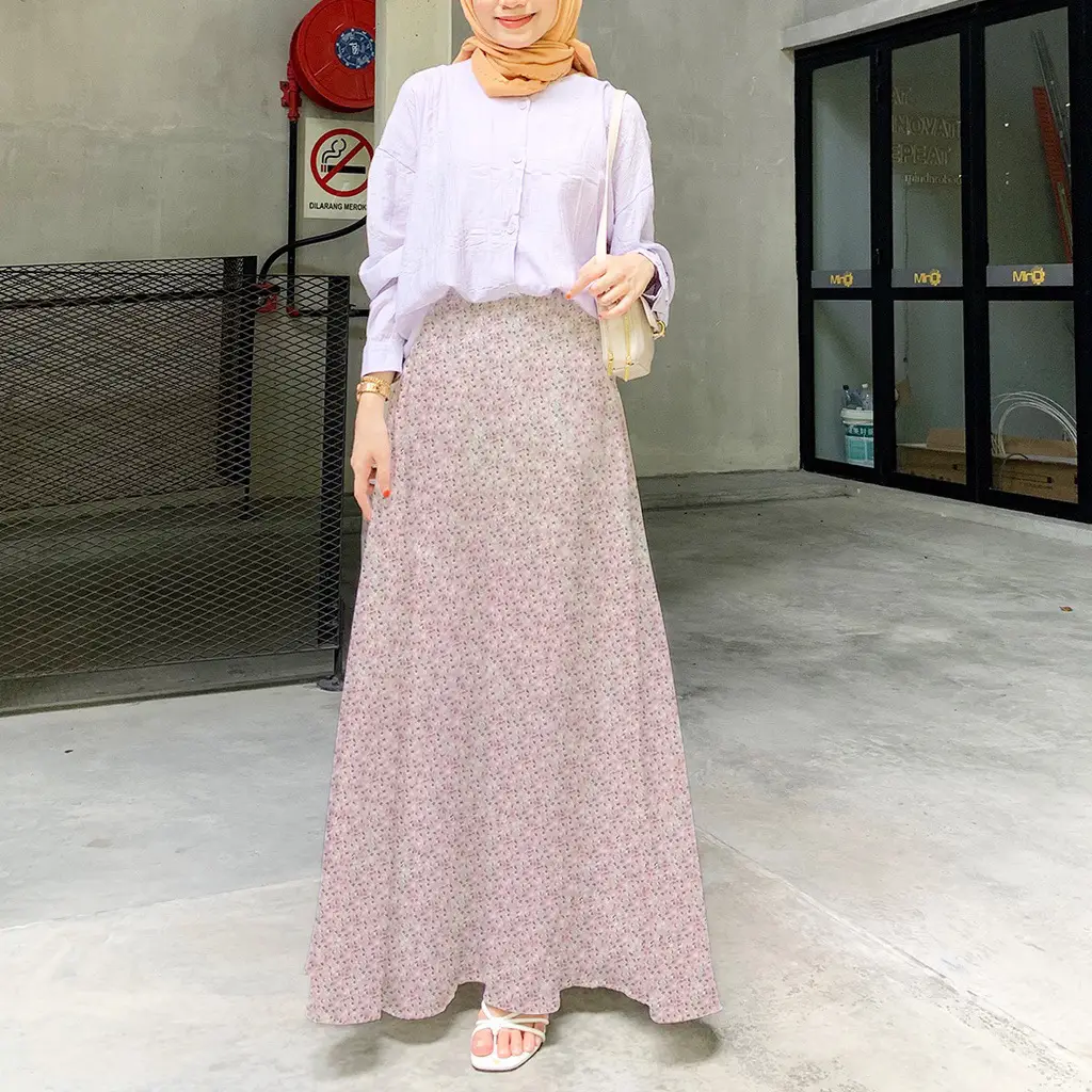 Women Floral High Waist Skirt Set White