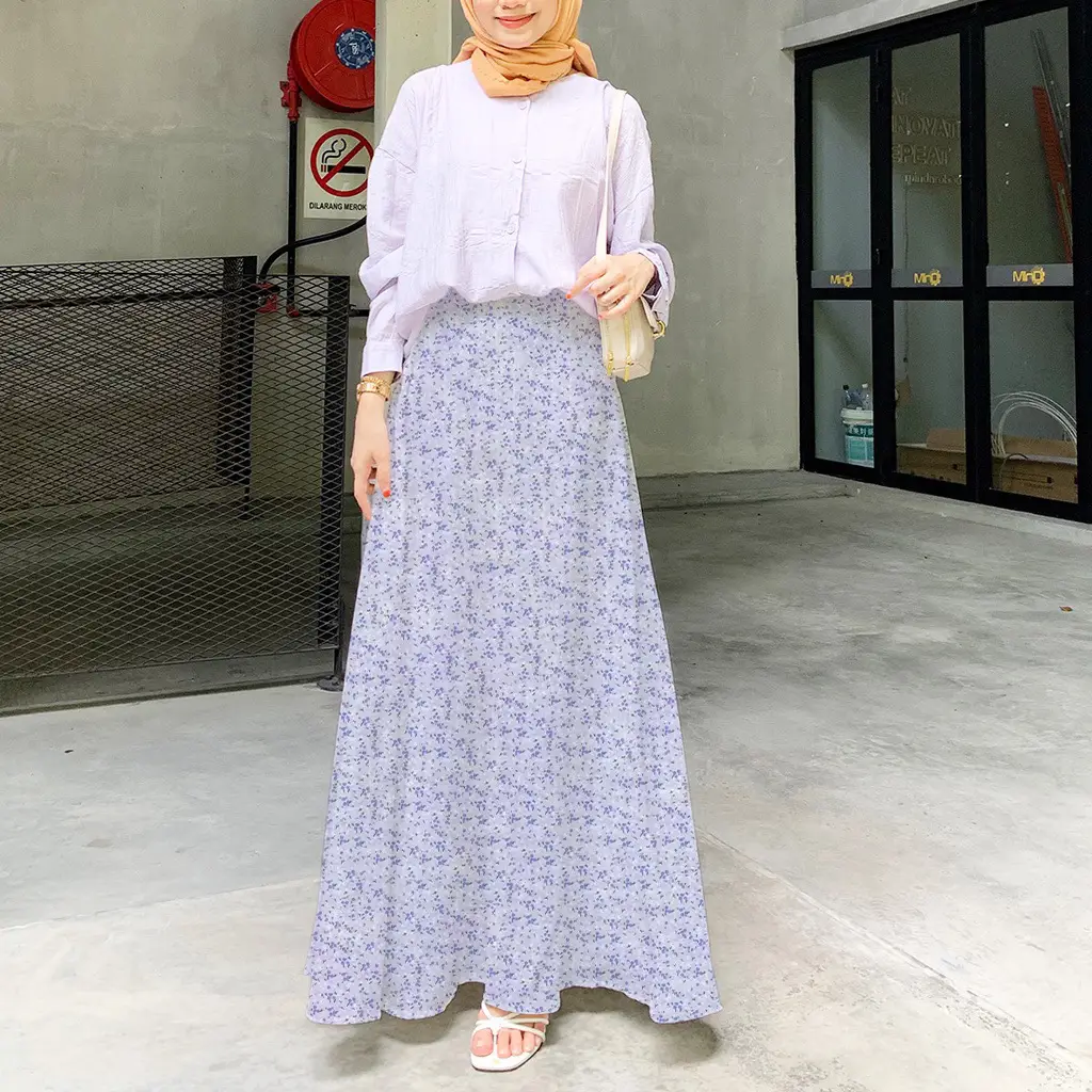Women Floral High Waist Skirt Set White