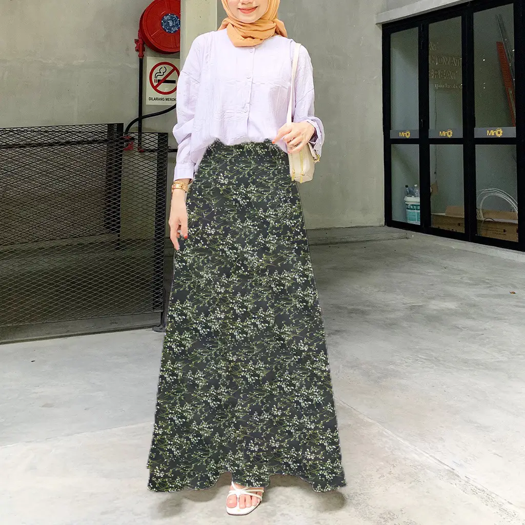 Women Floral High Waist Skirt Set White