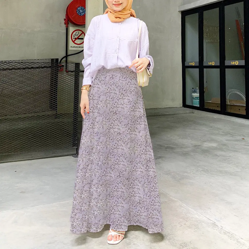 Women Floral High Waist Skirt Set White