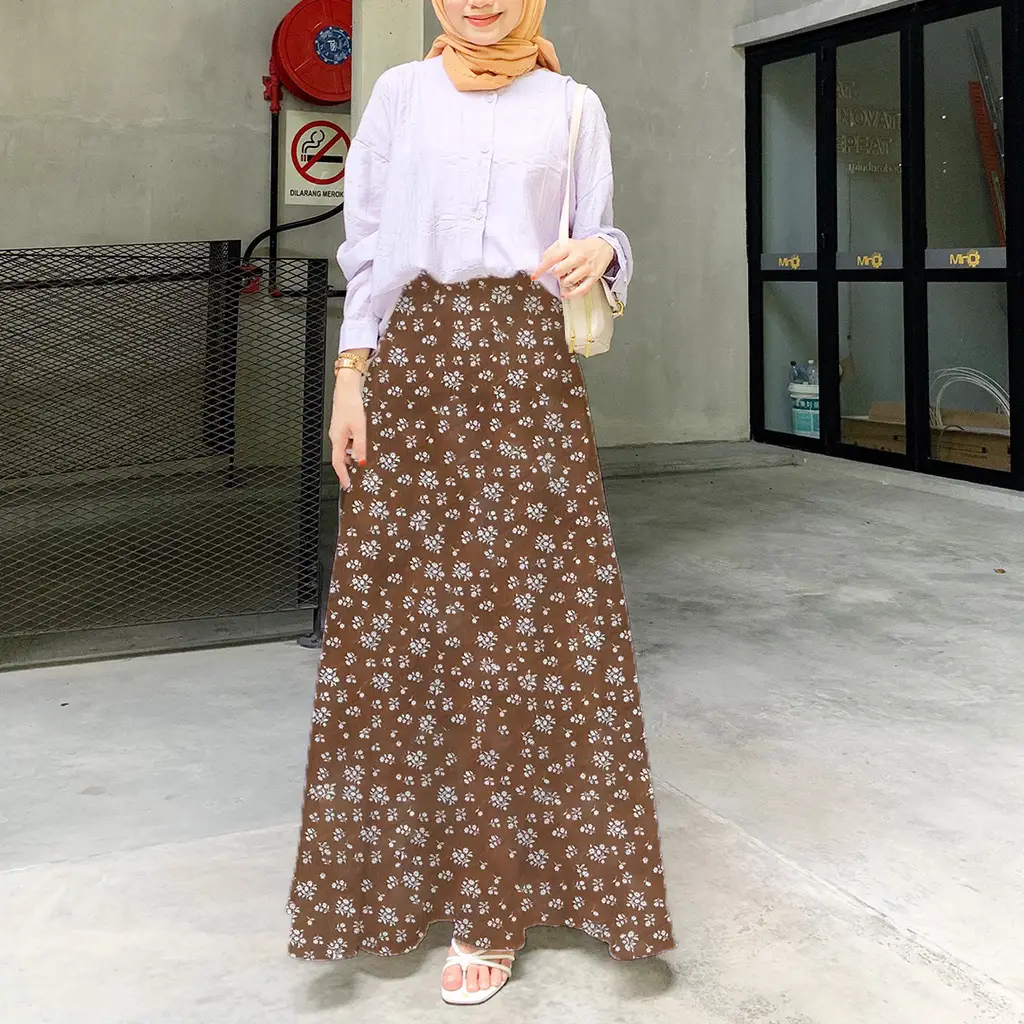 Women Floral High Waist Skirt Set White