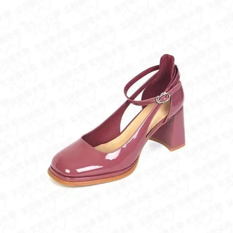 Thick heel shoes Korean fashion small leather shoes 2025 summer new round toe work shoes high heels women's round toe sandals — feature 9