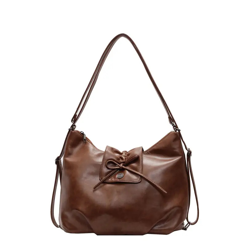 Black Pleated Shoulder Bag with Bow for Women 2026 - Image 8
