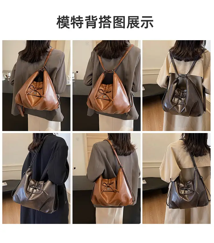 Black Pleated Shoulder Bag with Bow for Women 2026 — feature 11