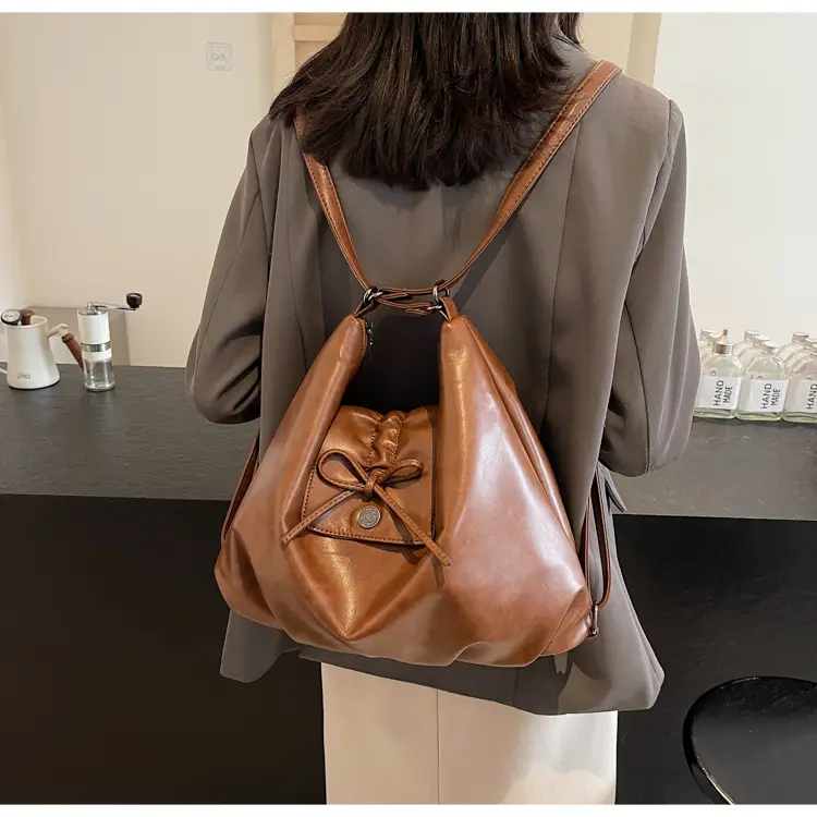Black Pleated Shoulder Bag with Bow for Women 2026 — feature 22