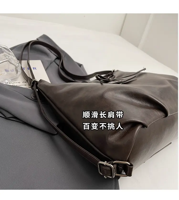 Black Pleated Shoulder Bag with Bow for Women 2026 — feature 4