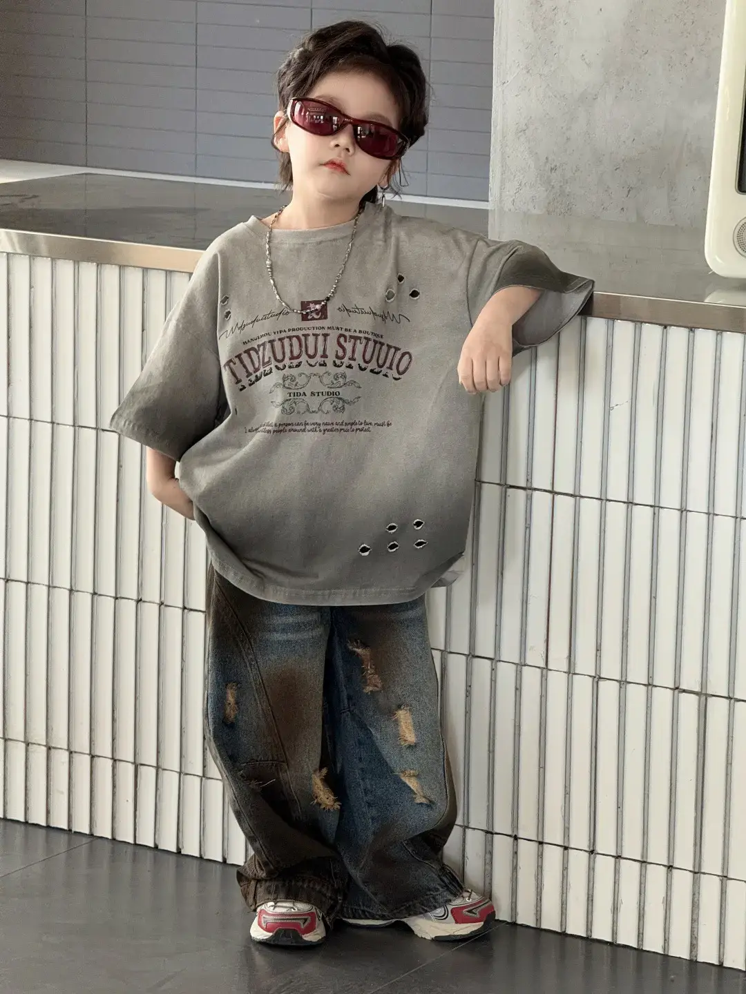 Kids Jet-Dyed T-Shirt Short Sleeve Summer Wear — feature 5