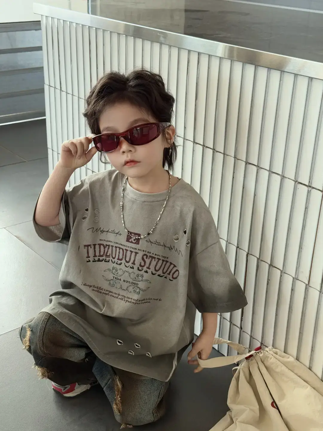 Kids Jet-Dyed T-Shirt Short Sleeve Summer Wear — feature 6