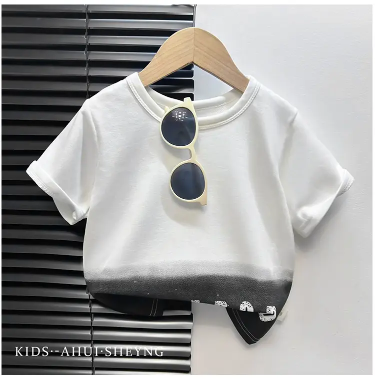Kids Grey Cartoon T-Shirt Short Sleeve Round Neck — feature 12