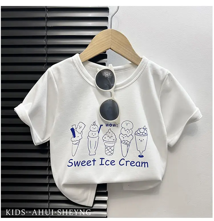 Kids Grey Cartoon T-Shirt Short Sleeve Round Neck — feature 16