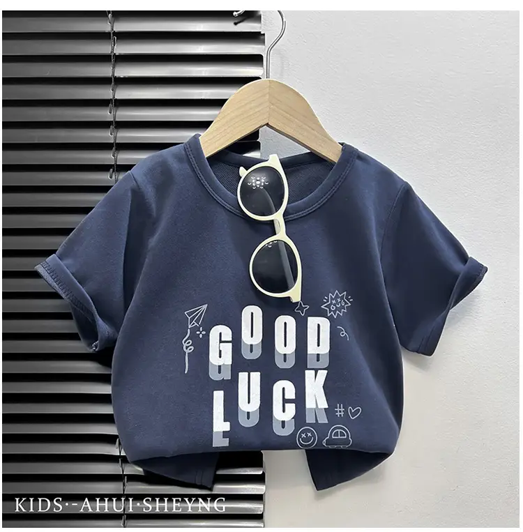 Kids Grey Cartoon T-Shirt Short Sleeve Round Neck — feature 20