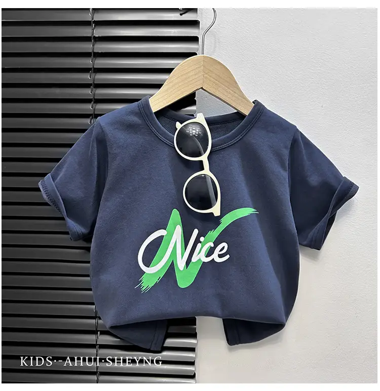 Kids Grey Cartoon T-Shirt Short Sleeve Round Neck — feature 22