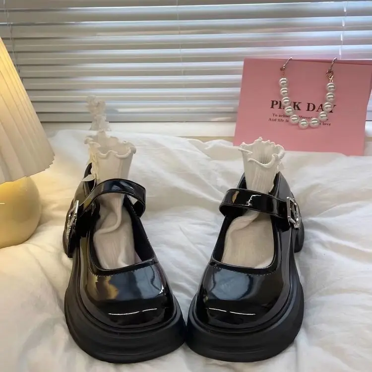 French Style Mary Jane Small Leather Shoes Women's 2025 Spring New Black Round Toe Japanese Style Platform High Heeled Retro Single-layer Shoes for Women - Image 4