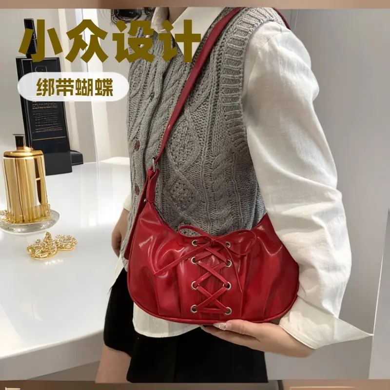 Red Lace-Up Crossbody Bag for Women 2026 - Image 4