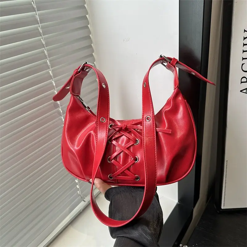 Red Lace-Up Crossbody Bag for Women 2026 - Image 8