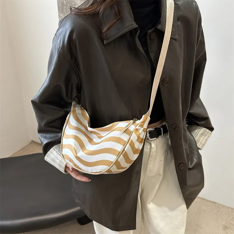 Women Casual Striped Shoulder Crossbody Bag Large Capacity