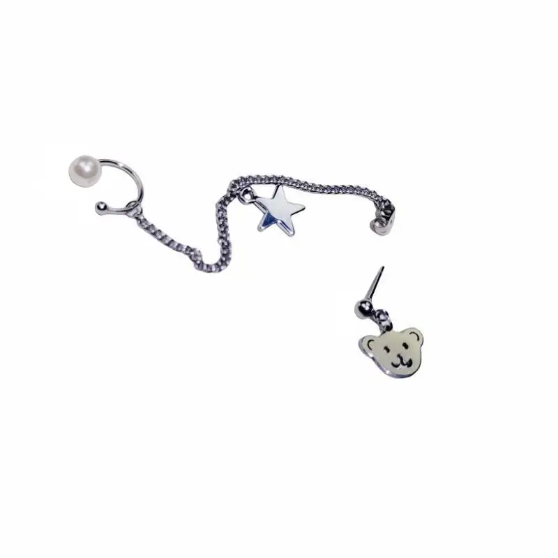 Japanese Korean Fashion Bear Pearl Earrings Distinctive Style - Image 10