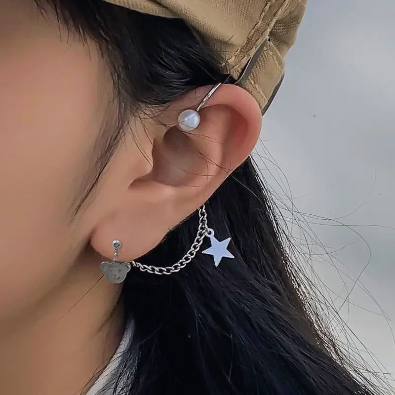 Japanese Korean Fashion Bear Pearl Earrings Distinctive Style — feature 1