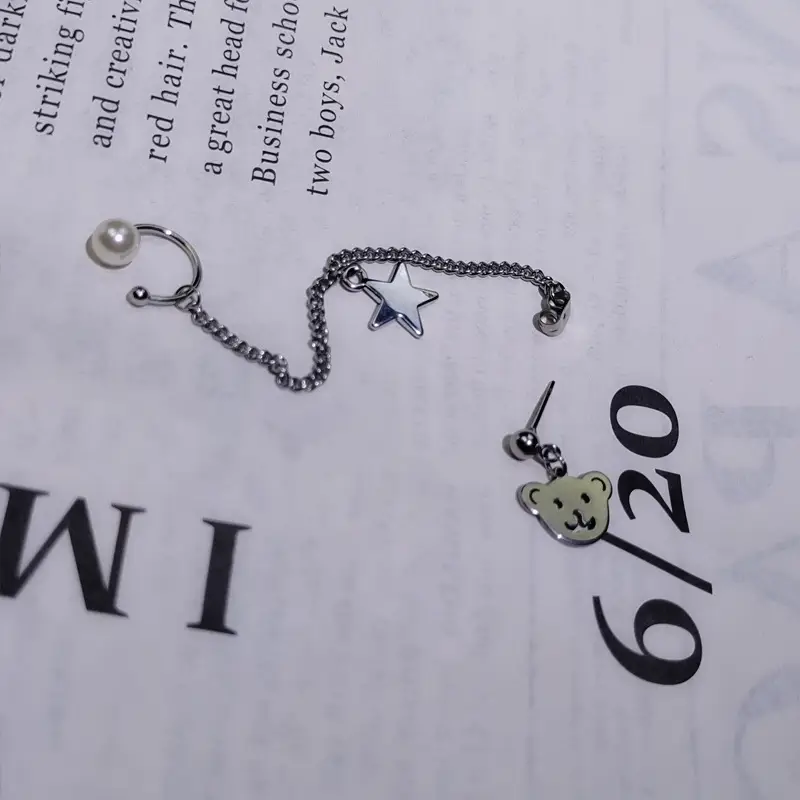 Japanese Korean Fashion Bear Pearl Earrings Distinctive Style — feature 10