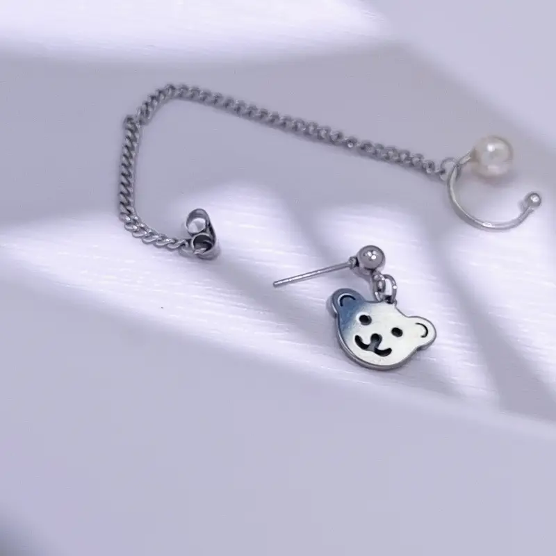 Japanese Korean Fashion Bear Pearl Earrings Distinctive Style — feature 13