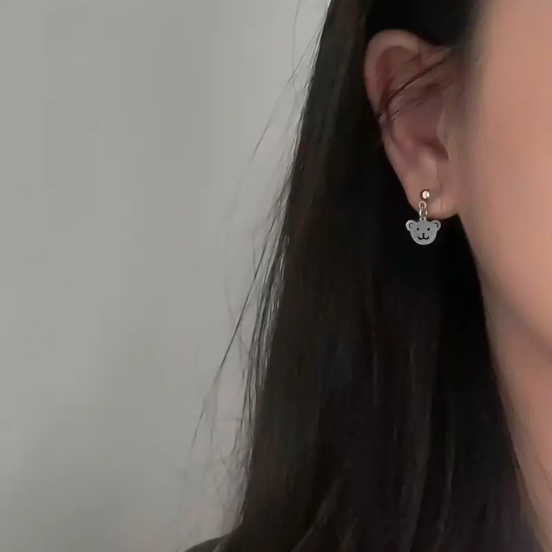 Japanese Korean Fashion Bear Pearl Earrings Distinctive Style — feature 17