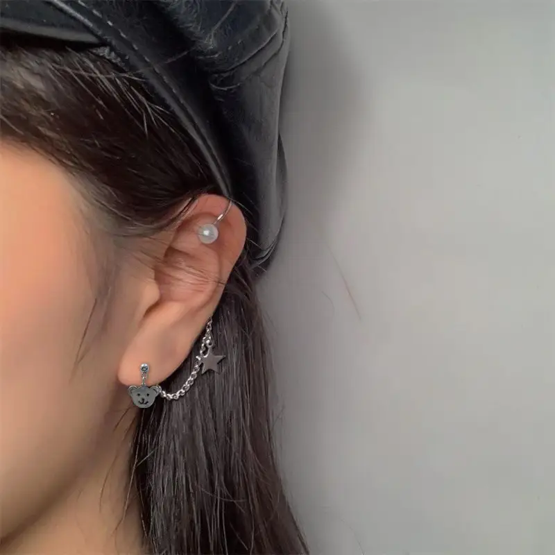 Japanese Korean Fashion Bear Pearl Earrings Distinctive Style — feature 8