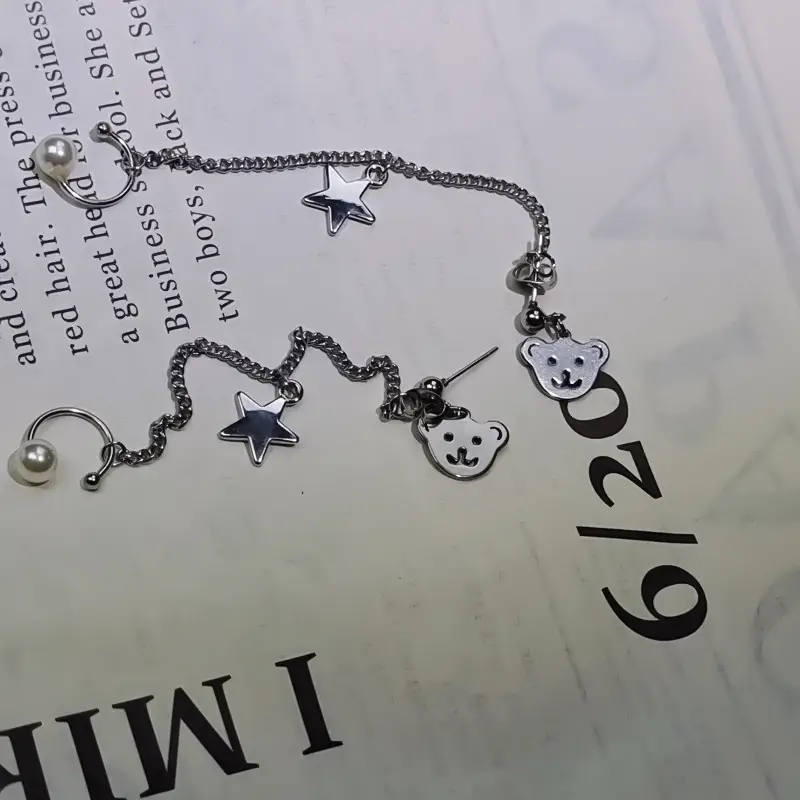 Japanese Korean Fashion Bear Pearl Earrings Distinctive Style — feature 9