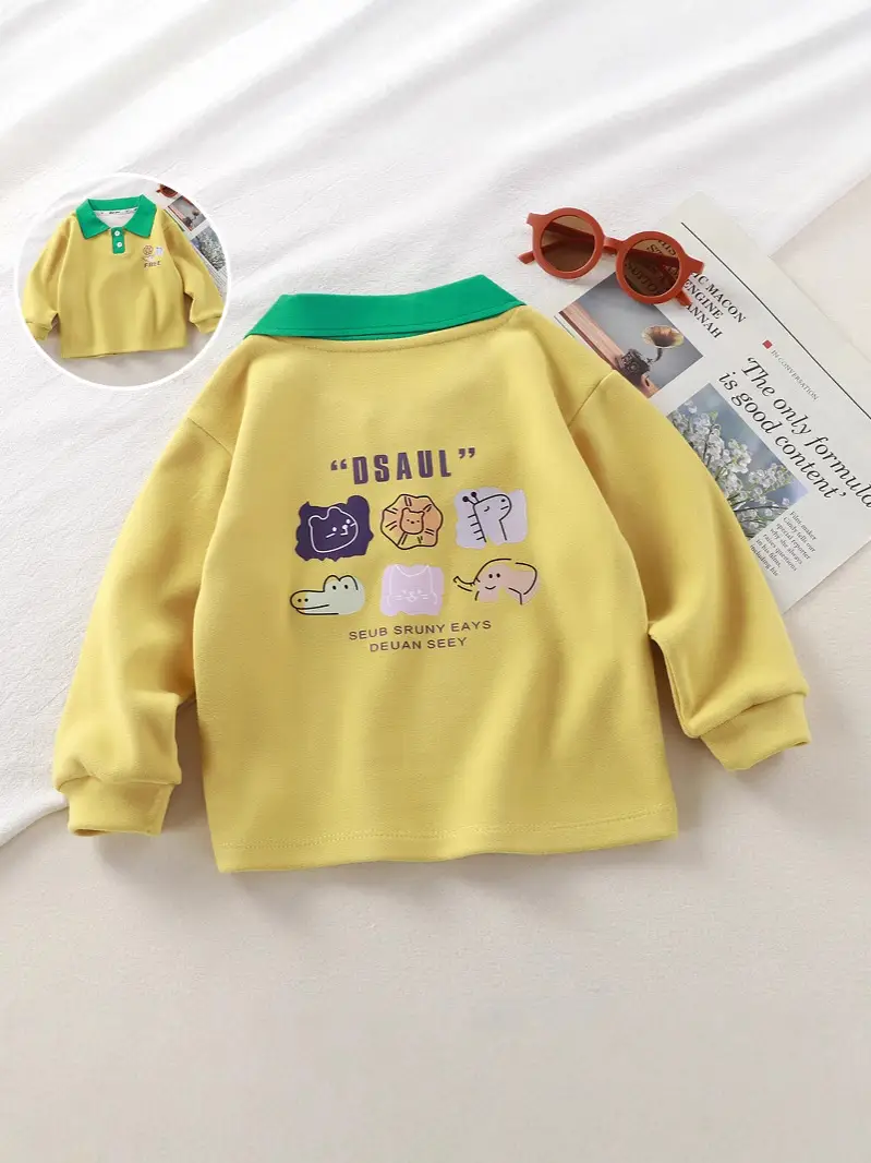 2025 New Kids Polo T-Shirts Long Sleeve Develvet Fabric - Image 11