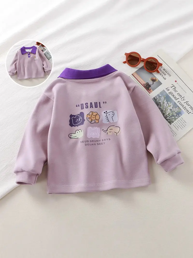 2025 New Kids Polo T-Shirts Long Sleeve Develvet Fabric - Image 12