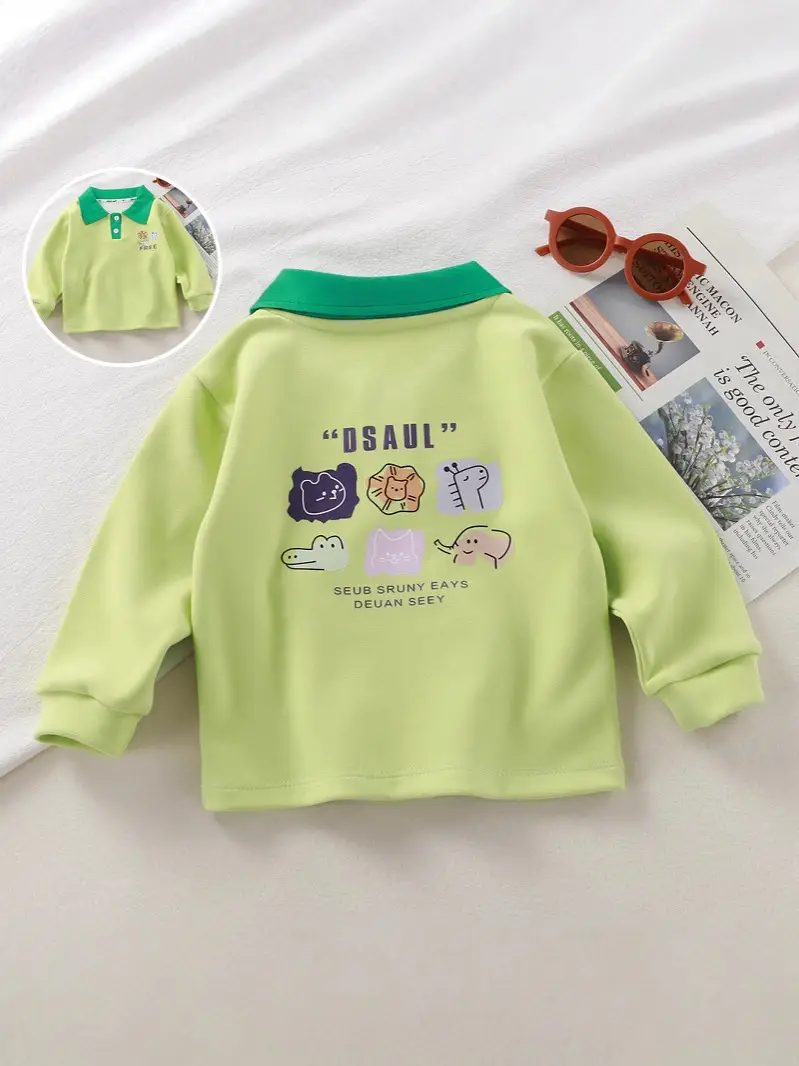 2025 New Kids Polo T-Shirts Long Sleeve Develvet Fabric - Image 13