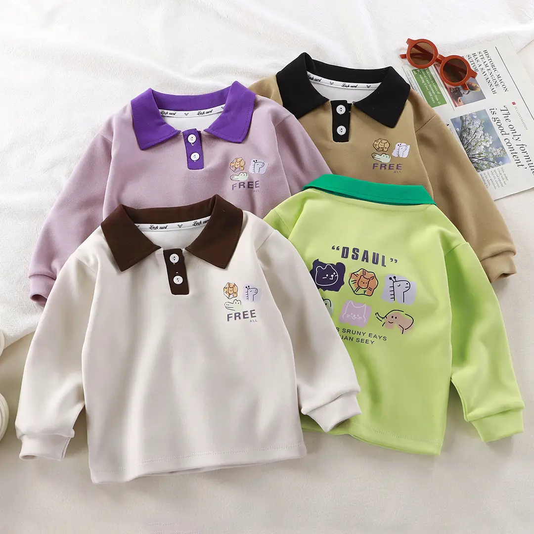 2025 New Kids Polo T-Shirts Long Sleeve Develvet Fabric β feature 1