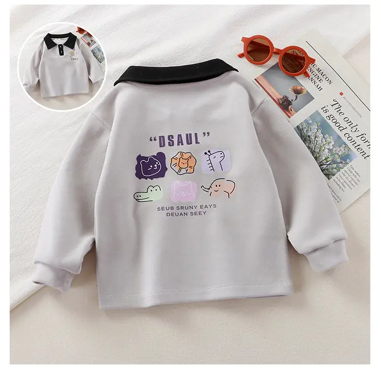 2025 New Kids Polo T-Shirts Long Sleeve Develvet Fabric - Image 8
