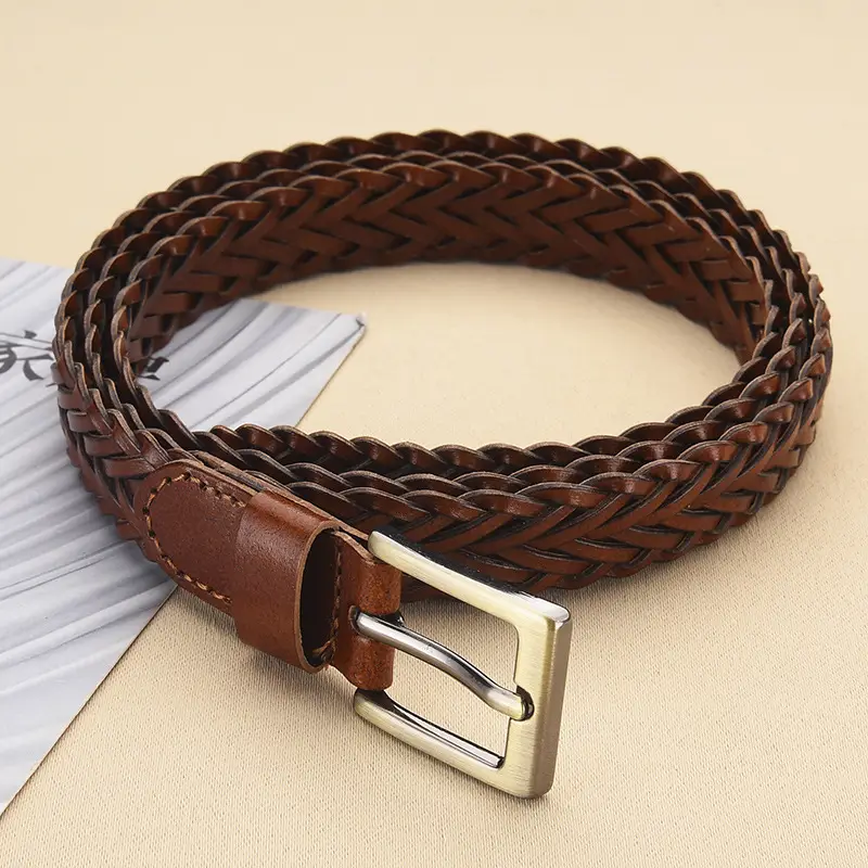 Women's Woven Belt with Gold Buckle Casual Dress - Image 14